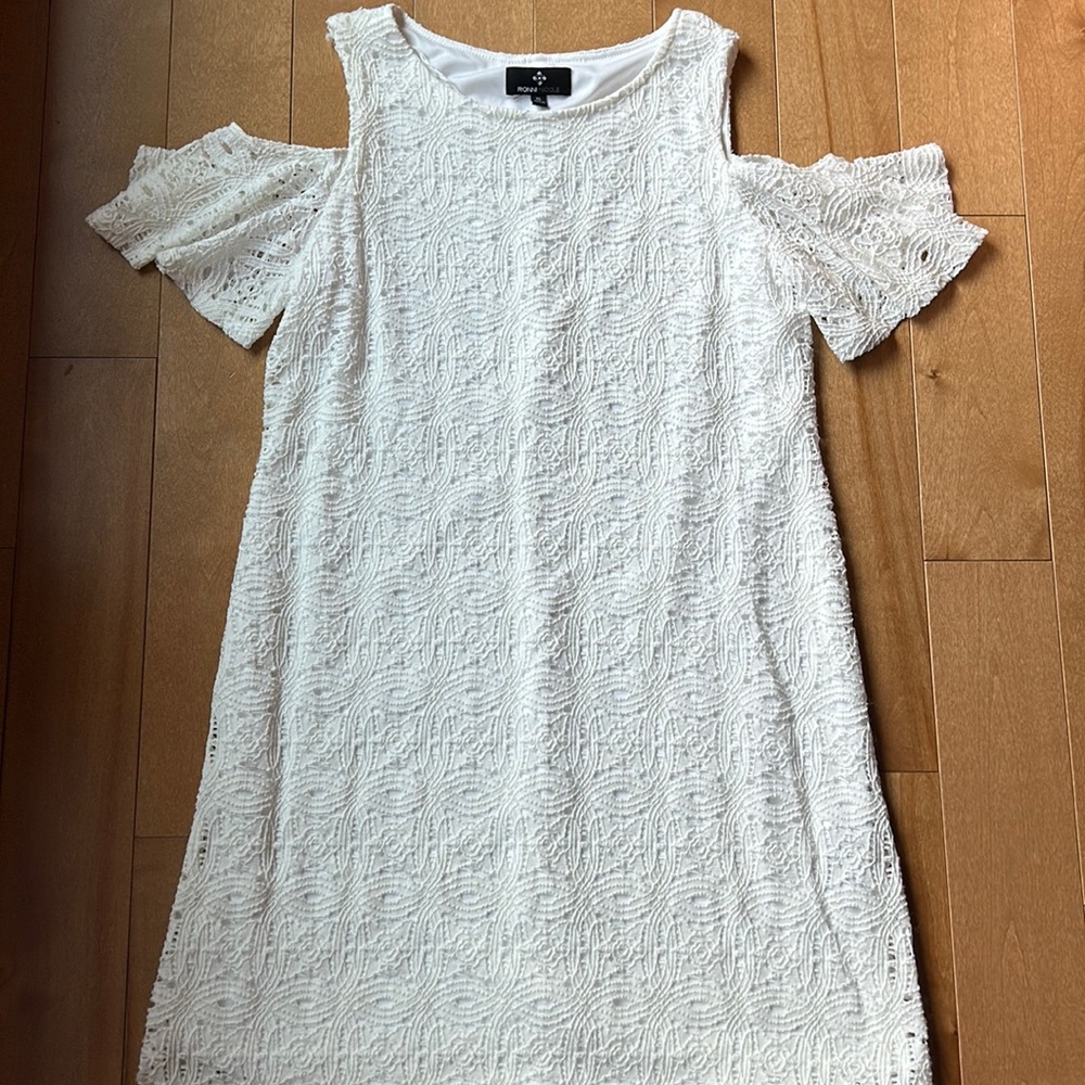 Cold Shoulder Lace Eyelet Dress